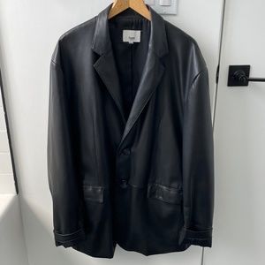 The Frankie Shop Vegan Leather Black Blazer